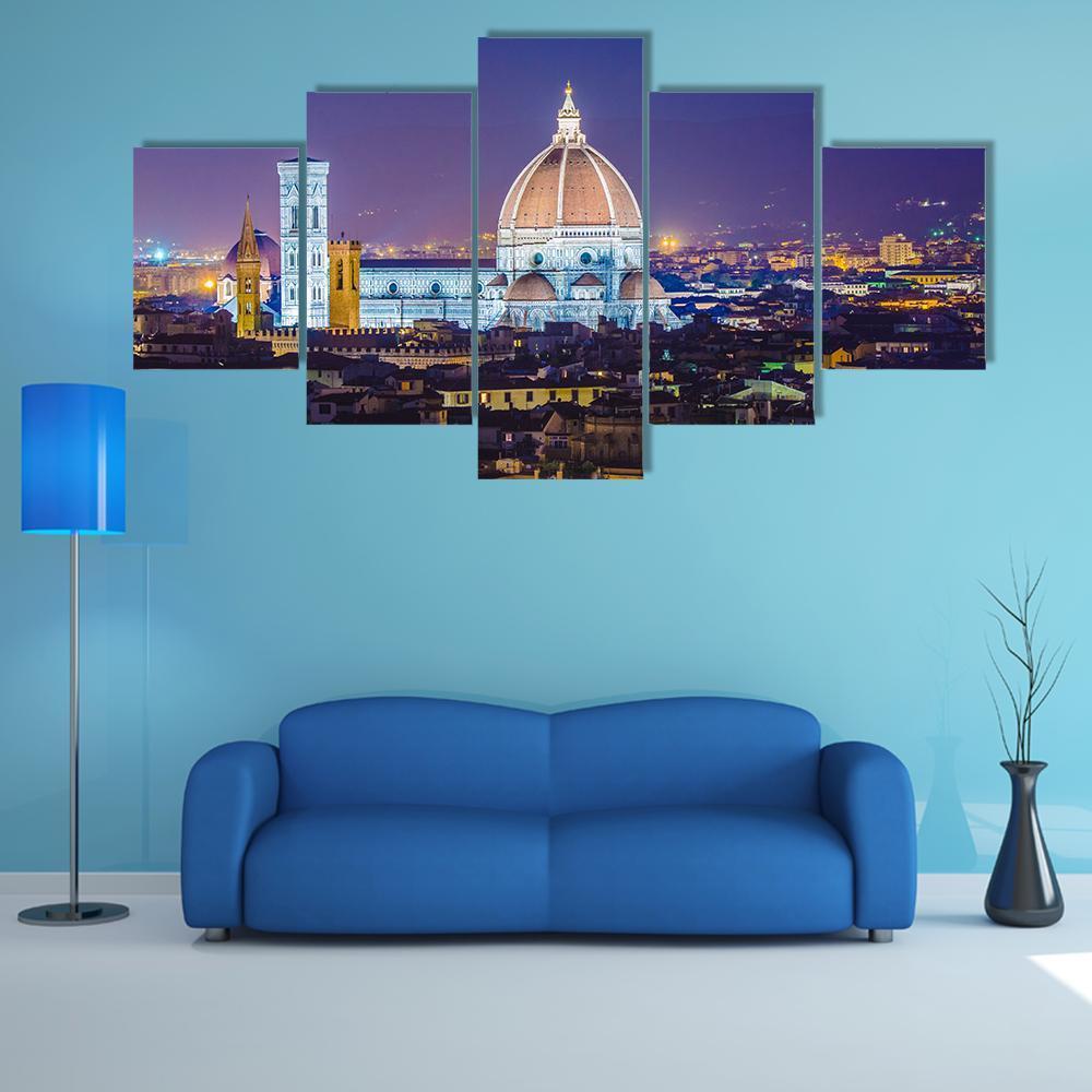 Florence During Evening Hours Canvas Wall Art-5 Star-Gallery Wrap-62" x 32"-Tiaracle