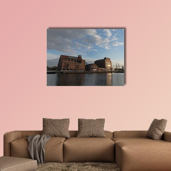 Inner Harbor Duisburg Canvas Wall Art-5 Pop-Gallery Wrap-47" x 32"-Tiaracle