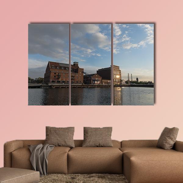 Inner Harbor Duisburg Canvas Wall Art-3 Horizontal-Gallery Wrap-25" x 16"-Tiaracle