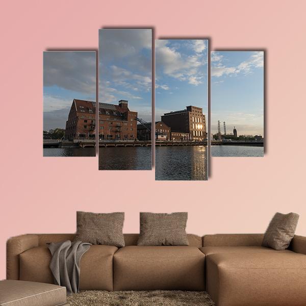 Inner Harbor Duisburg Canvas Wall Art-4 Pop-Gallery Wrap-50" x 32"-Tiaracle