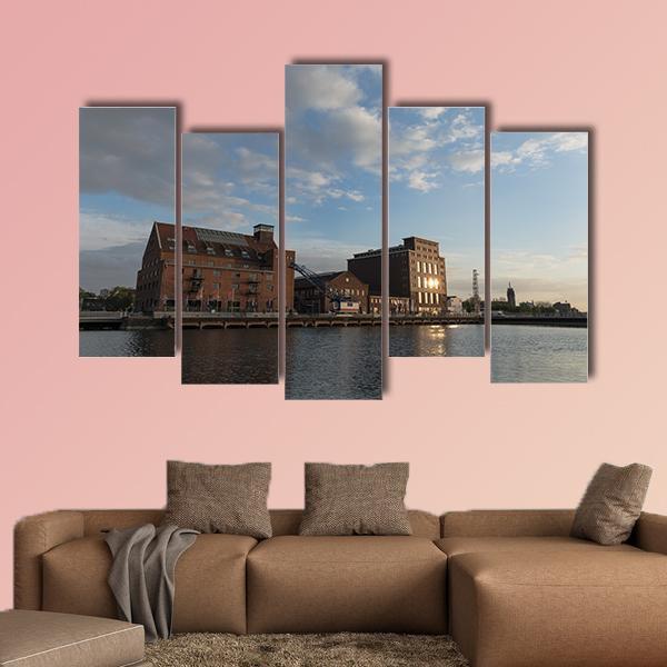 Inner Harbor Duisburg Canvas Wall Art-5 Pop-Gallery Wrap-47" x 32"-Tiaracle