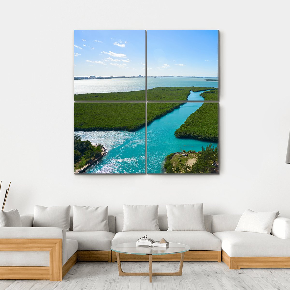 Nichupte Lagoon Mexico Canvas Wall Art-4 Square-Gallery Wrap-17" x 17"-Tiaracle