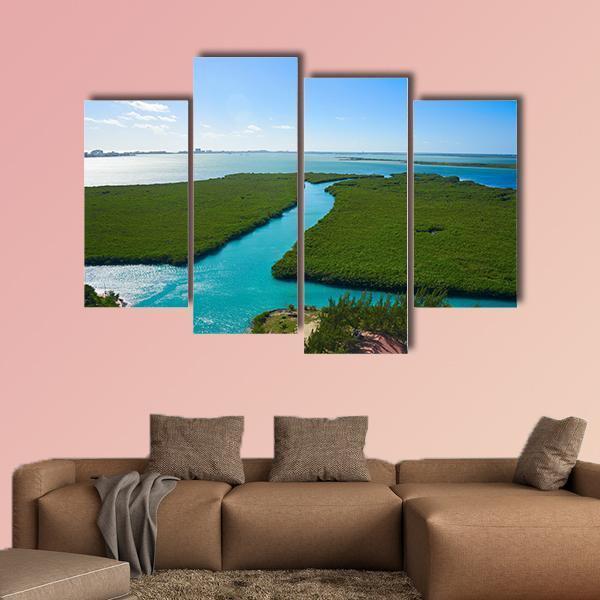 Nichupte Lagoon Mexico Canvas Wall Art-4 Pop-Gallery Wrap-50" x 32"-Tiaracle