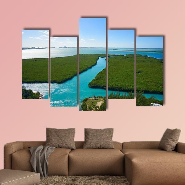 Nichupte Lagoon Mexico Canvas Wall Art-5 Pop-Gallery Wrap-47" x 32"-Tiaracle