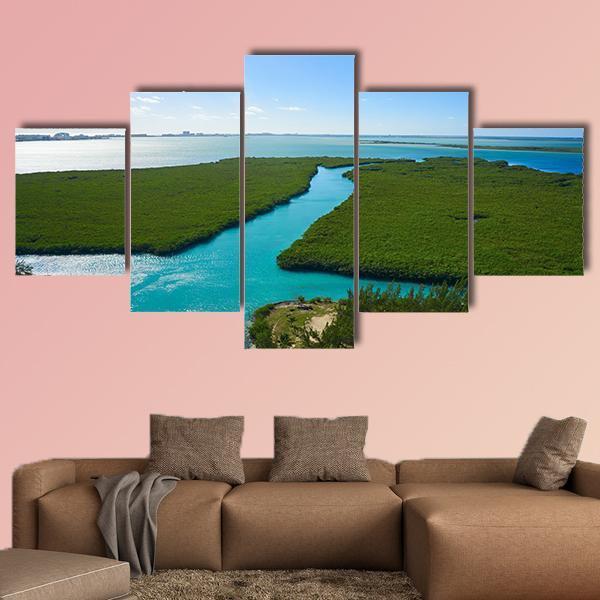 Nichupte Lagoon Mexico Canvas Wall Art-5 Star-Gallery Wrap-62" x 32"-Tiaracle