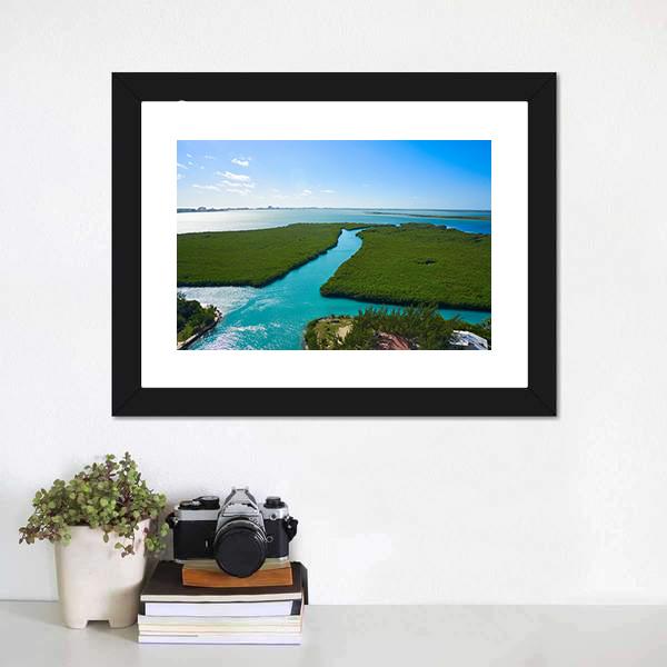 Nichupte Lagoon Mexico Canvas Wall Art-1 Piece-Framed Print-20" x 16"-Tiaracle