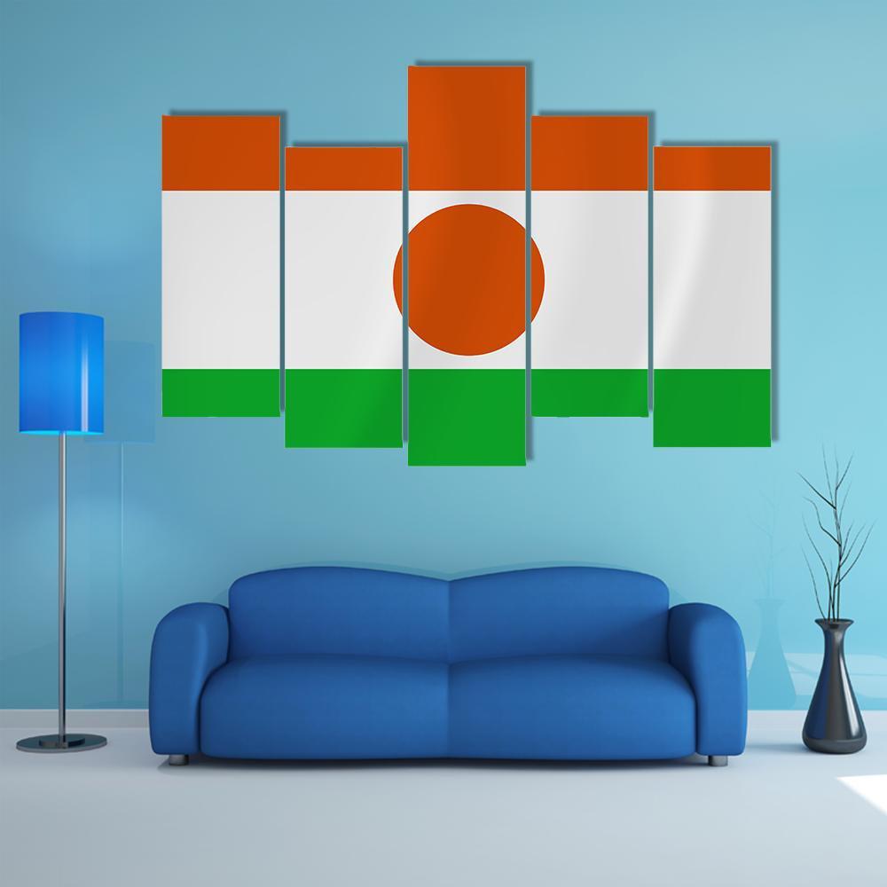 Niger Waving Flag Canvas Wall Art-5 Pop-Gallery Wrap-47" x 32"-Tiaracle