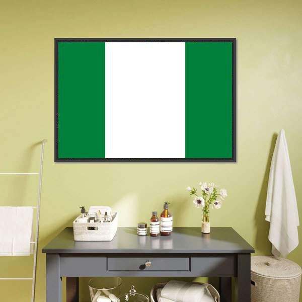 Nigeria Flag Canvas Wall Art-1 Piece-Floating Frame-24" x 16"-Tiaracle