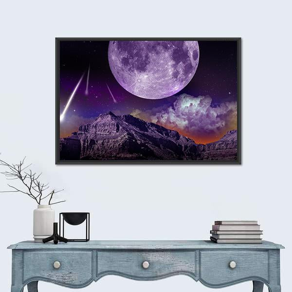 Night Abstract Earth Space Canvas Wall Art-1 Piece-Floating Frame-24" x 16"-Tiaracle