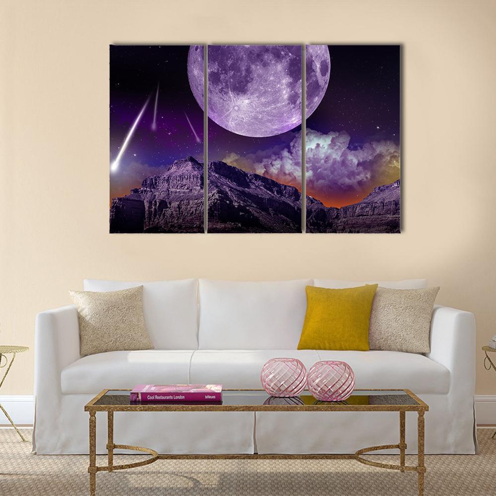 Night Abstract Earth Space Canvas Wall Art-3 Horizontal-Gallery Wrap-37" x 24"-Tiaracle