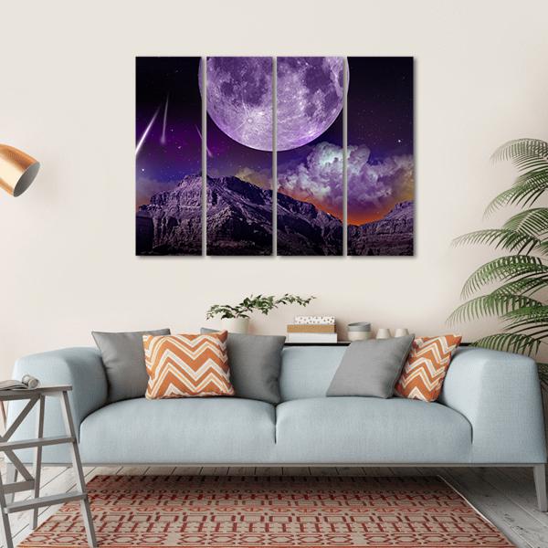 Night Abstract Earth Space Canvas Wall Art-4 Horizontal-Gallery Wrap-34" x 24"-Tiaracle