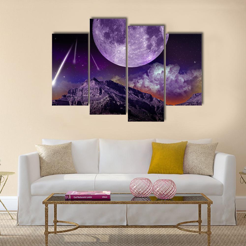 Night Abstract Earth Space Canvas Wall Art-4 Pop-Gallery Wrap-50" x 32"-Tiaracle