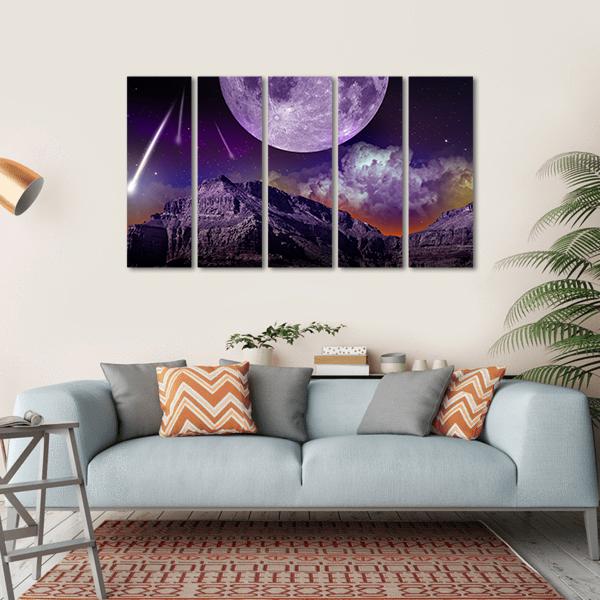Night Abstract Earth Space Canvas Wall Art-5 Horizontal-Gallery Wrap-22" x 12"-Tiaracle