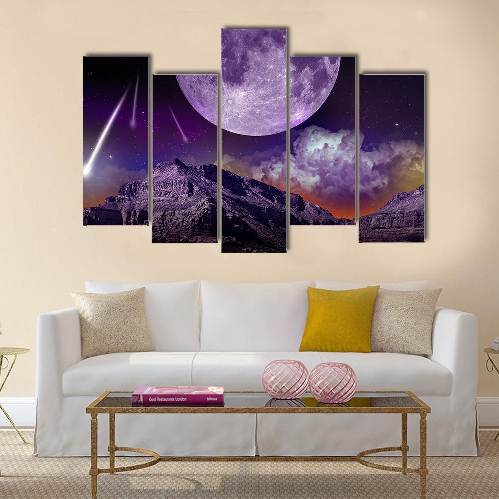 Night Abstract Earth Space Canvas Wall Art-5 Pop-Gallery Wrap-47" x 32"-Tiaracle