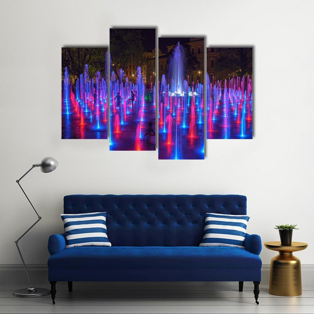 Vivid Color Fountain Water Canvas Wall Art-4 Pop-Gallery Wrap-50" x 32"-Tiaracle