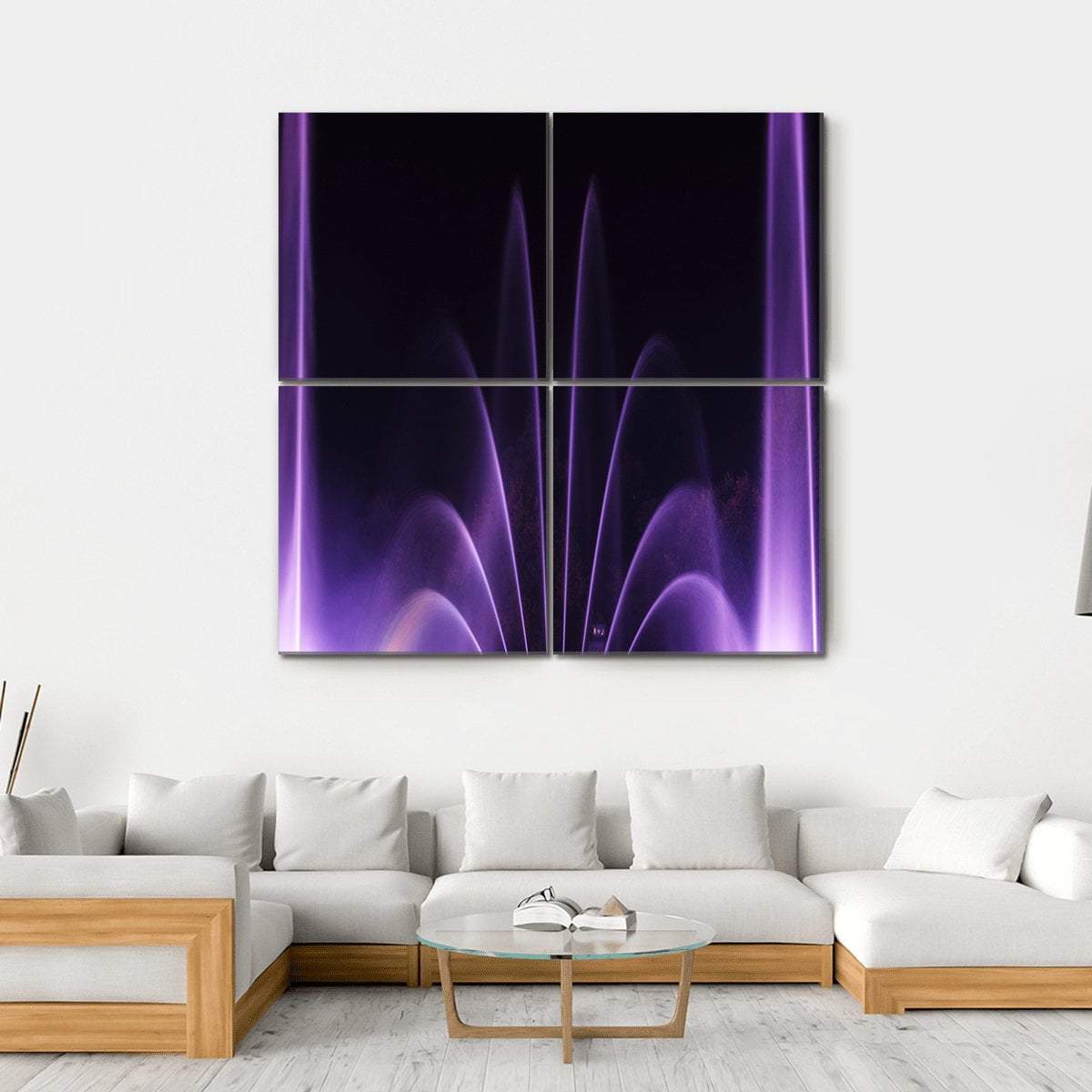 Purple Fountains In Vinnitsa Canvas Wall Art-4 Square-Gallery Wrap-17" x 17"-Tiaracle
