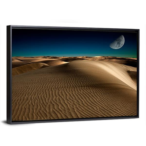 Night In Desert Sand Dune Canvas Wall Art-3 Horizontal-Gallery Wrap-25" x 16"-Tiaracle