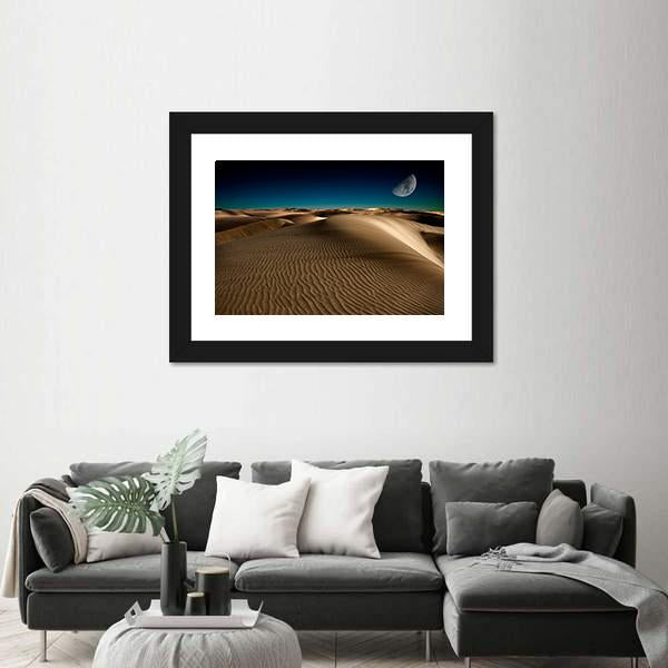Night In Desert Sand Dune Canvas Wall Art-3 Horizontal-Gallery Wrap-25" x 16"-Tiaracle