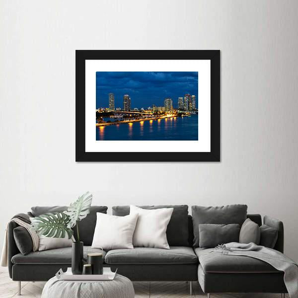 Night In Miami Florida Canvas Wall Art-3 Horizontal-Gallery Wrap-25" x 16"-Tiaracle