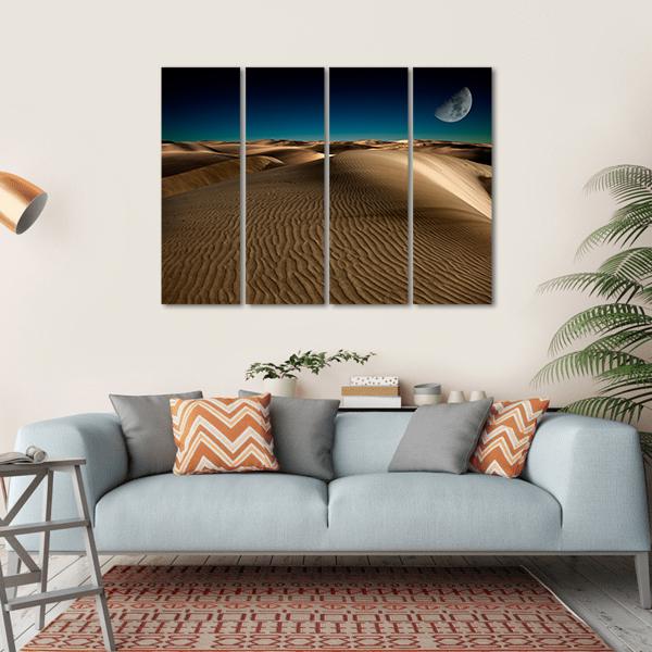 Night In Desert Sand Dune Canvas Wall Art-4 Horizontal-Gallery Wrap-34" x 24"-Tiaracle