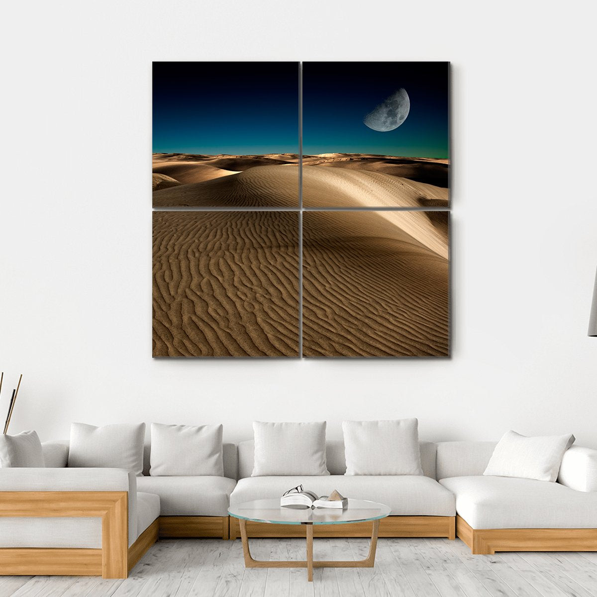 Night In Desert Sand Dune Canvas Wall Art-4 Square-Gallery Wrap-17" x 17"-Tiaracle