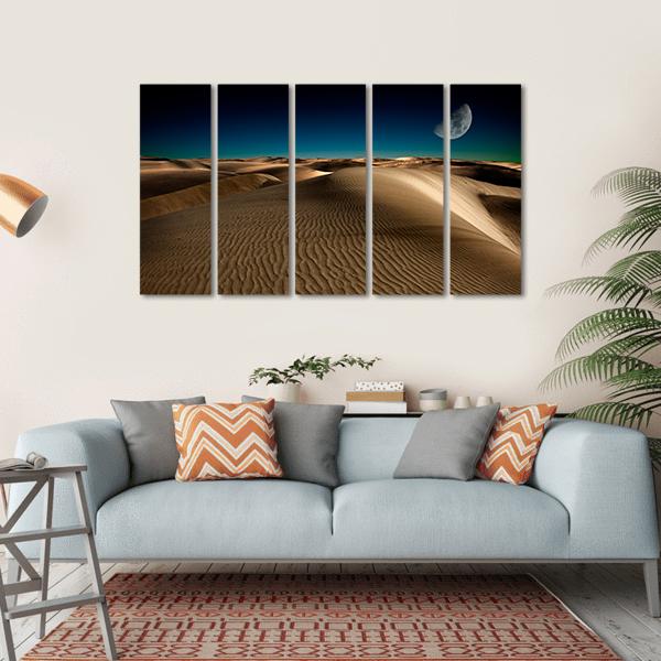 Night In Desert Sand Dune Canvas Wall Art-5 Horizontal-Gallery Wrap-22" x 12"-Tiaracle