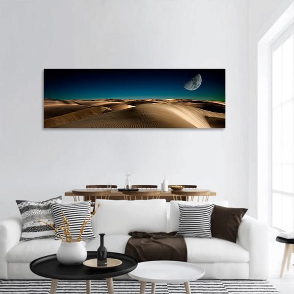 Night In Desert Sand Dune Panoramic Canvas Wall Art-1 Piece-36" x 12"-Tiaracle