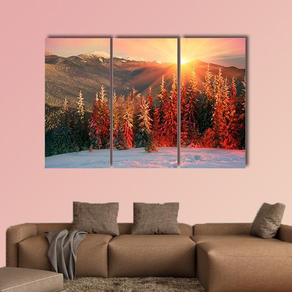 Night In Ukrainian Carpathians Canvas Wall Art-3 Horizontal-Gallery Wrap-25" x 16"-Tiaracle