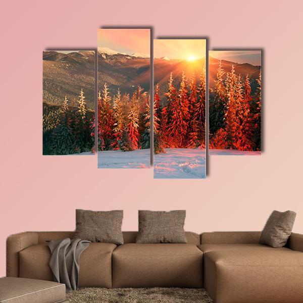 Night In Ukrainian Carpathians Canvas Wall Art-4 Pop-Gallery Wrap-50" x 32"-Tiaracle