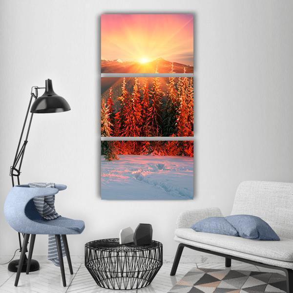 Night In Ukrainian Carpathians Vertical Canvas Wall Art-3 Vertical-Gallery Wrap-12" x 25"-Tiaracle