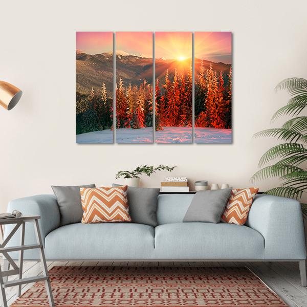Night In Ukrainian Carpathians Canvas Wall Art-4 Horizontal-Gallery Wrap-34" x 24"-Tiaracle
