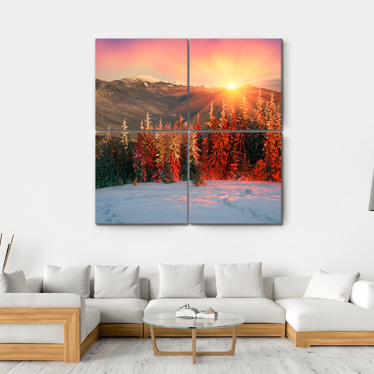 Night In Ukrainian Carpathians Canvas Wall Art-4 Square-Gallery Wrap-17" x 17"-Tiaracle