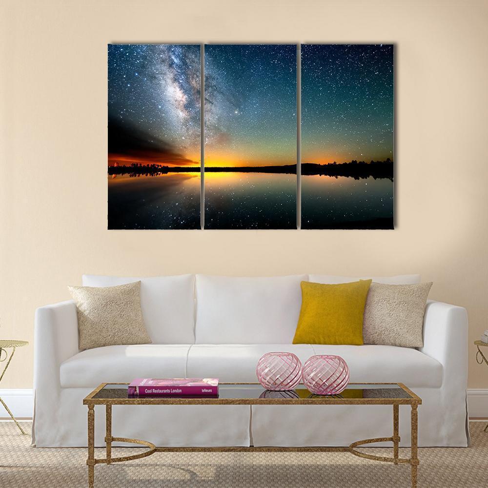 The Starry Sky Canvas Wall Art-3 Horizontal-Gallery Wrap-37" x 24"-Tiaracle