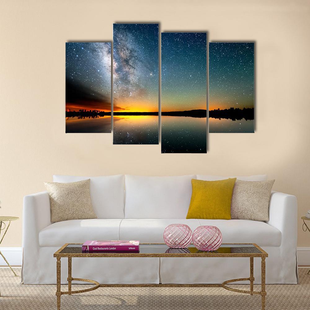 The Starry Sky Canvas Wall Art-4 Pop-Gallery Wrap-50" x 32"-Tiaracle