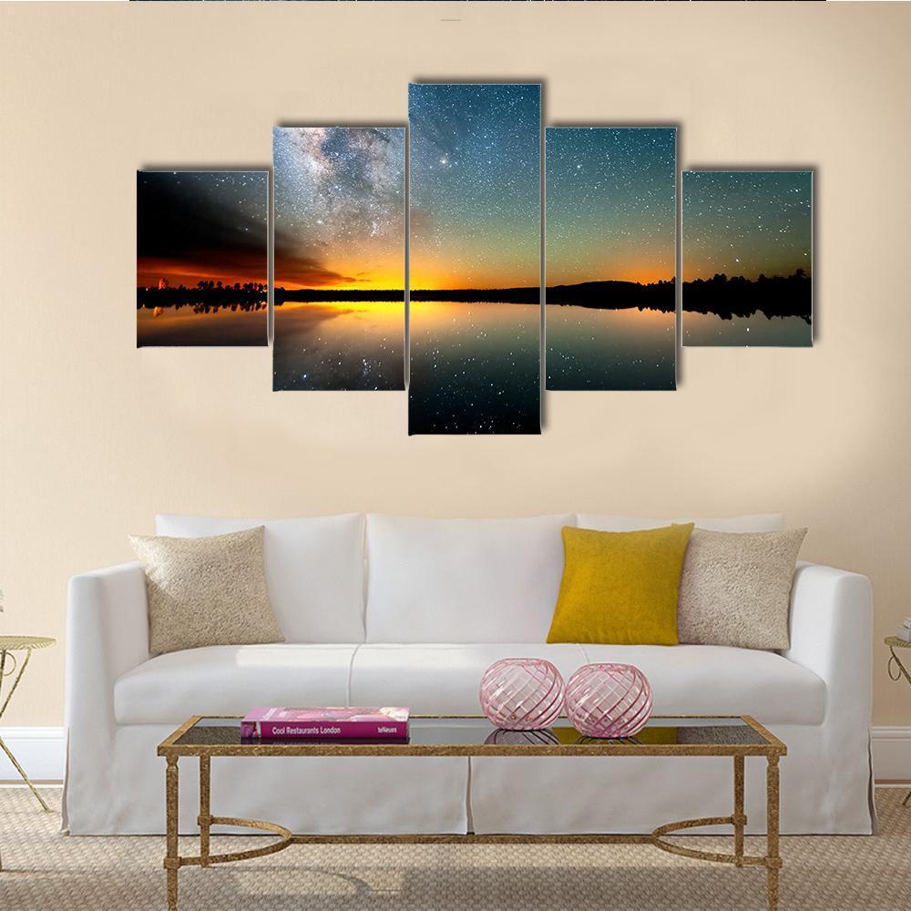 The Starry Sky Canvas Wall Art-5 Star-Gallery Wrap-62" x 32"-Tiaracle