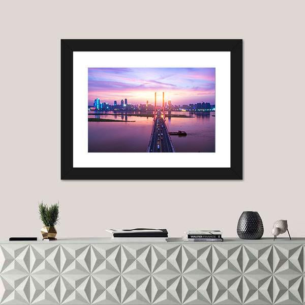 Night Of Modern Bridge Canvas Wall Art-3 Horizontal-Gallery Wrap-25" x 16"-Tiaracle