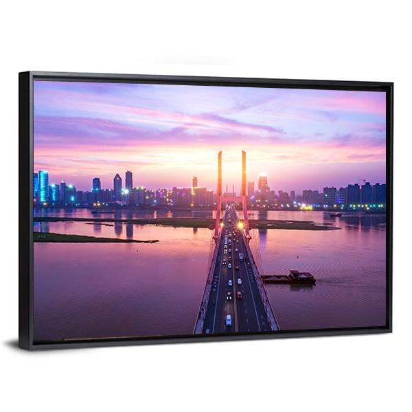 Night Of Modern Bridge Canvas Wall Art-3 Horizontal-Gallery Wrap-25" x 16"-Tiaracle