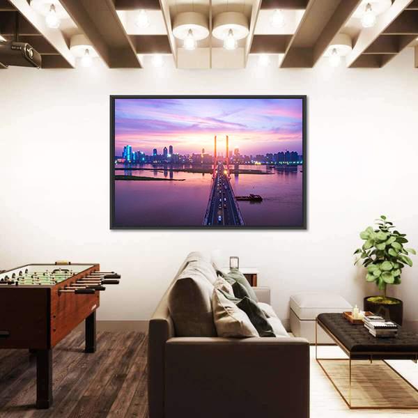 Night Of Modern Bridge Canvas Wall Art-3 Horizontal-Gallery Wrap-25" x 16"-Tiaracle