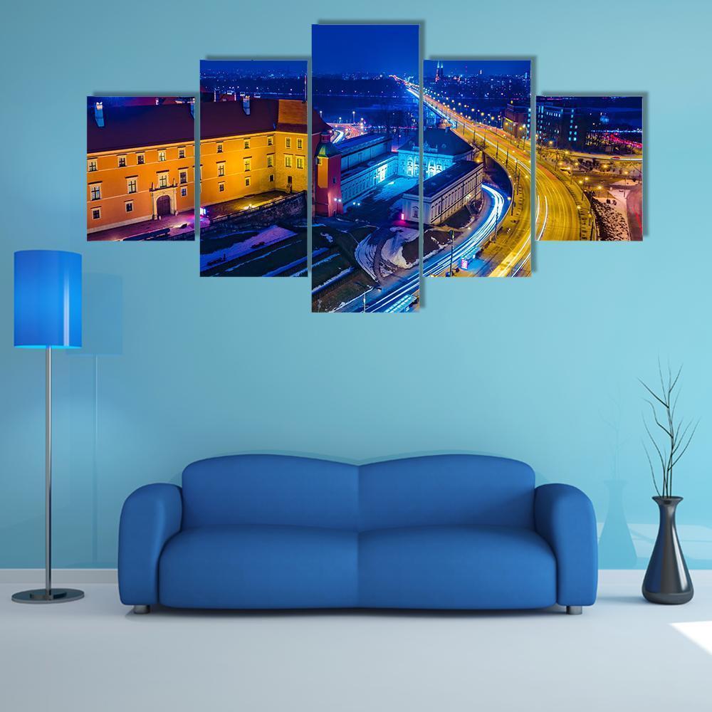 Royal Castle &amp; Old Town Canvas Wall Art-5 Star-Gallery Wrap-62" x 32"-Tiaracle