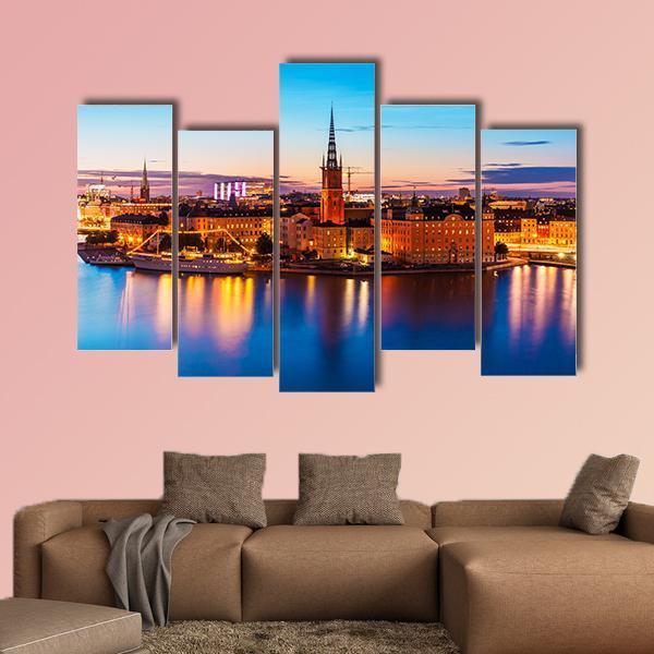 Old Town Gamla Stan Stockholm Canvas Wall Art-5 Pop-Gallery Wrap-47" x 32"-Tiaracle