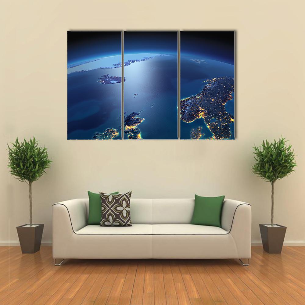 Night planet Earth Canvas Wall Art-3 Horizontal-Gallery Wrap-25" x 16"-Tiaracle