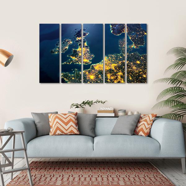 Night planet Earth Canvas Wall Art-5 Horizontal-Gallery Wrap-22" x 12"-Tiaracle