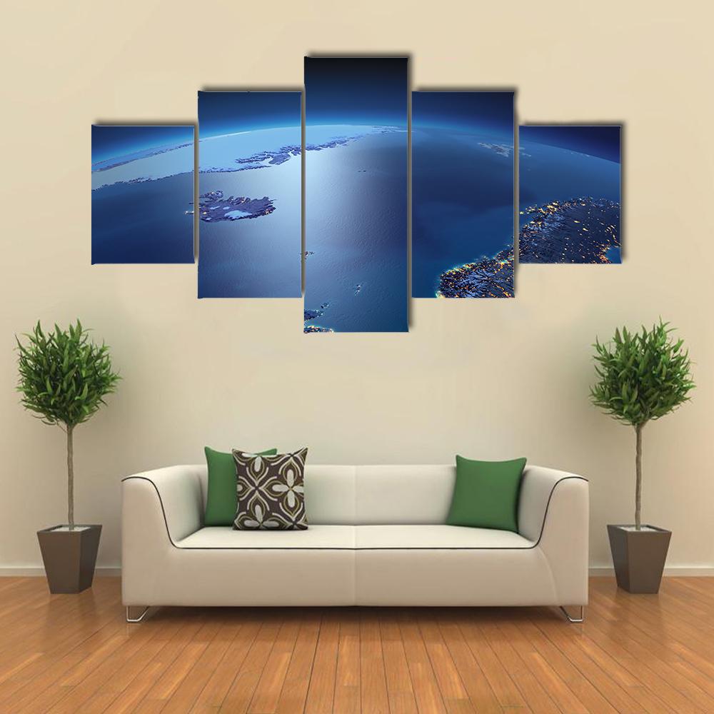 Night planet Earth Canvas Wall Art-5 Star-Gallery Wrap-42" x 21"-Tiaracle