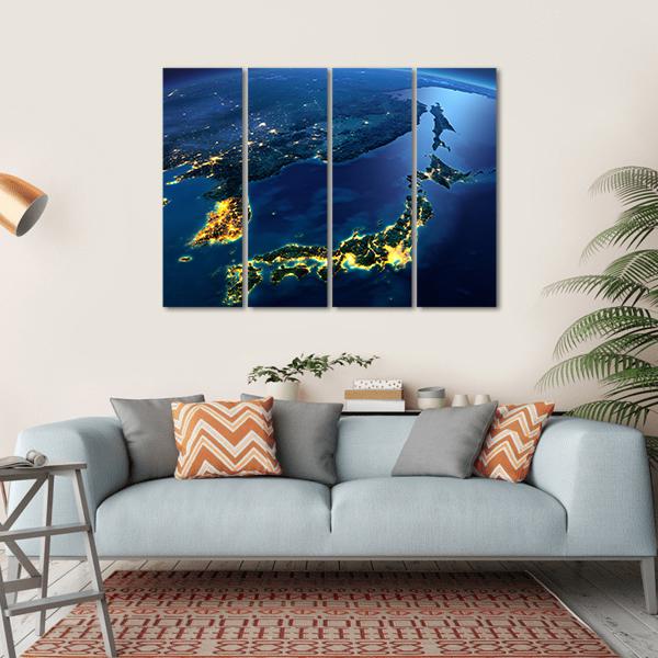 Planet Earth At Night Canvas Wall Art-4 Horizontal-Gallery Wrap-34" x 24"-Tiaracle