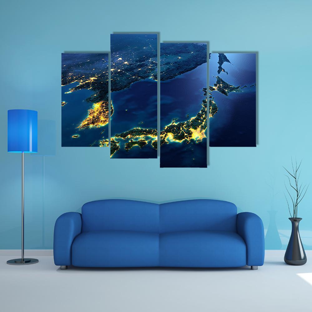 Planet Earth At Night Canvas Wall Art-4 Pop-Gallery Wrap-50" x 32"-Tiaracle