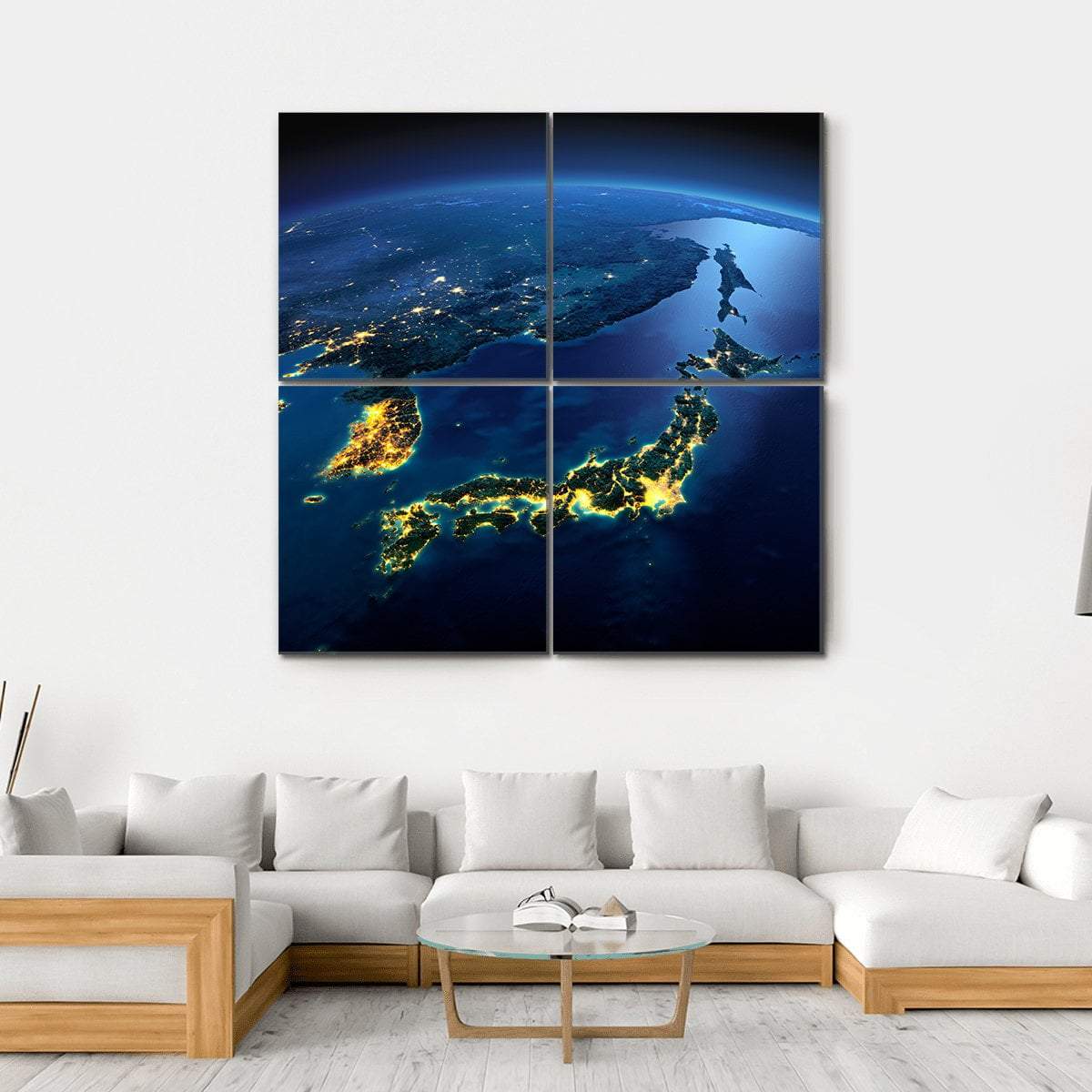 Planet Earth At Night Canvas Wall Art-4 Square-Gallery Wrap-17" x 17"-Tiaracle