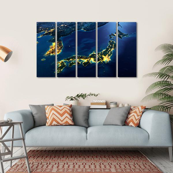 Planet Earth At Night Canvas Wall Art-5 Horizontal-Gallery Wrap-22" x 12"-Tiaracle