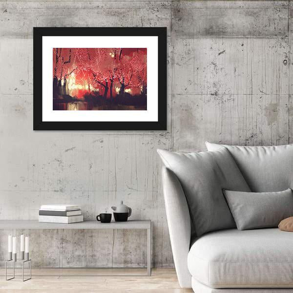 Night Scene Of Autumn Forest Canvas Wall Art-3 Horizontal-Gallery Wrap-25" x 16"-Tiaracle