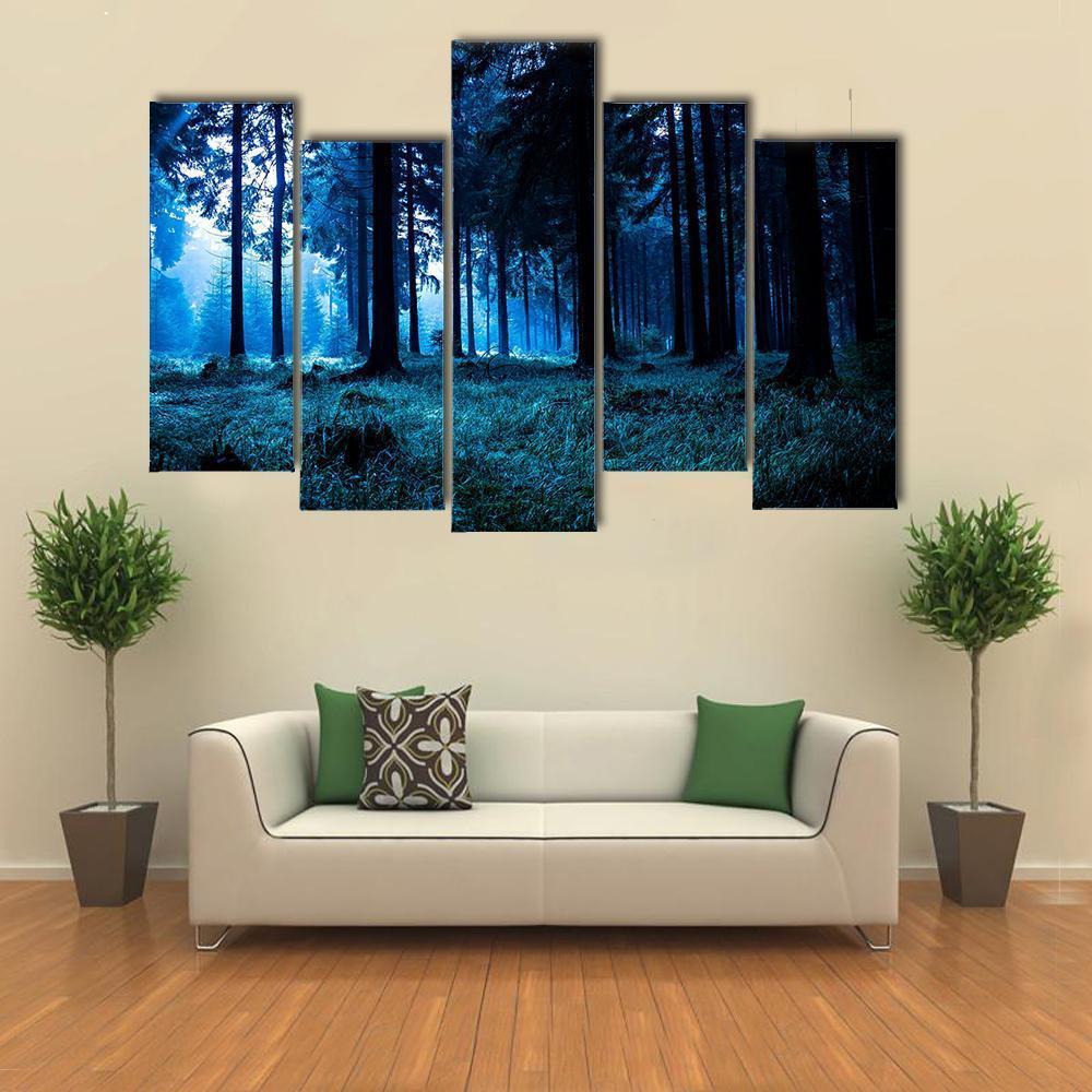 Autumn Forest In Thuringia Canvas Wall Art-5 Pop-Gallery Wrap-47" x 32"-Tiaracle
