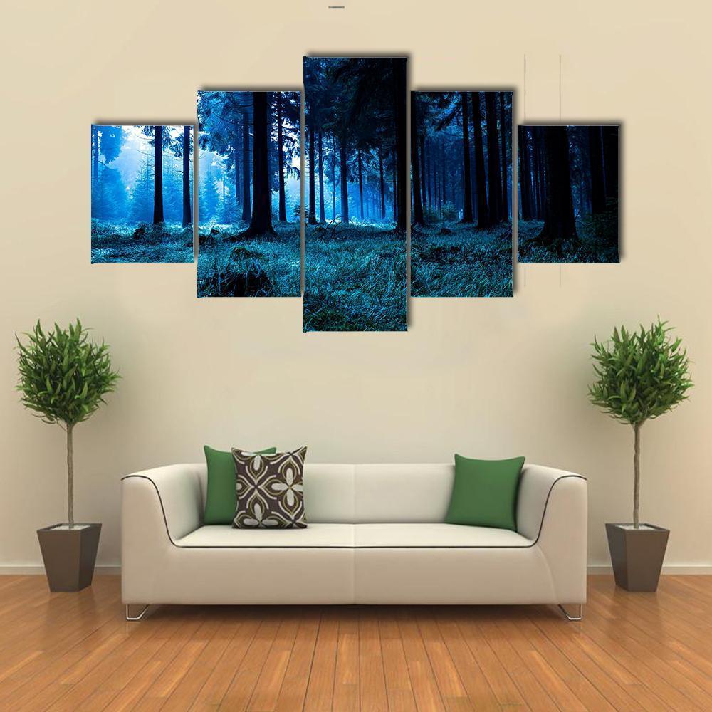 Autumn Forest In Thuringia Canvas Wall Art-5 Pop-Gallery Wrap-47" x 32"-Tiaracle